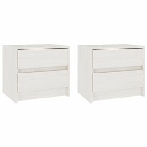 vidaXL 2 db fehér tömör fenyőfa éjjeliszekrény 40 x 30, 5 x 35, 5 cm kép
