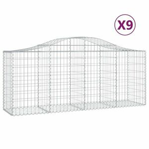 vidaXL 9 db íves horganyzott vas gabion kosár 200x50x80/100 cm kép
