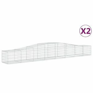 vidaXL 2 db íves horganyzott vas gabion kosár 400x50x40/60 cm kép