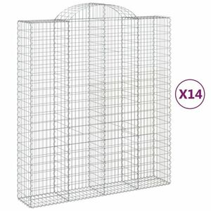 vidaXL 14 db íves horganyzott vas gabion kosár 200x50x220/240 cm kép