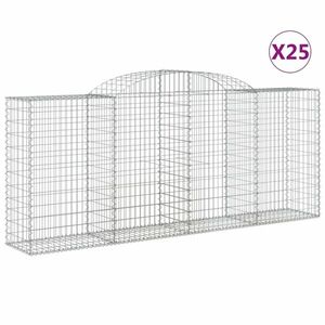 vidaXL 25 db íves horganyzott vas gabion kosár 300x50x120/140 cm kép