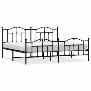 vidaXL fekete fém ágykeret fej- és lábtámlával 193 x 203 cm kép