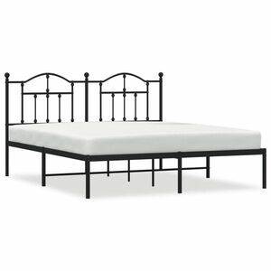vidaXL fekete fém ágykeret fejtámlával 160 x 200 cm kép