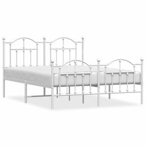 vidaXL fehér fém ágykeret fej- és lábtámlával 135x190 cm kép