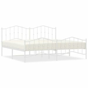 vidaXL fehér fém ágykeret fej- és lábtámlával 200 x 200 cm kép