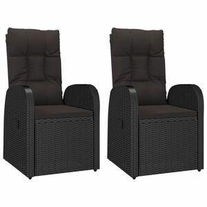 vidaXL 2 db fekete polyrattan dönthető kerti szék párnával kép