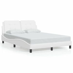 vidaXL fehér műbőr ágykeret fejtámlával 140x190 cm kép