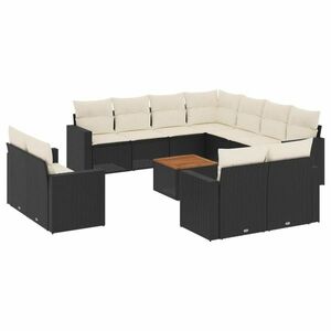 vidaXL 12 részes fekete polyrattan kerti ülőgarnitúra párnákkal kép