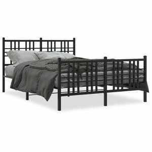 vidaXL fekete fém ágykeret fej- és lábtámlával 120 x 190 cm kép