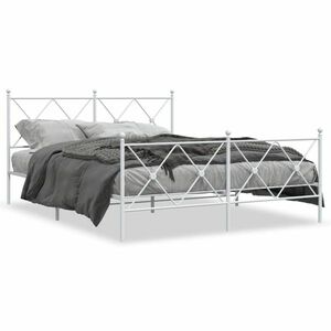 vidaXL fehér fém ágykeret fej- és lábtámlával 150x200 cm kép