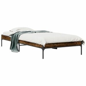 vidaXL füstös tölgyszínű szerelt fa és fém ágykeret 75 x 190 cm kép