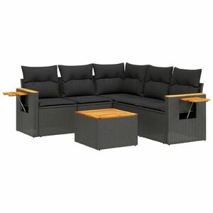 vidaXL 6 részes fekete polyrattan kerti ülőgarnitúra párnákkal kép