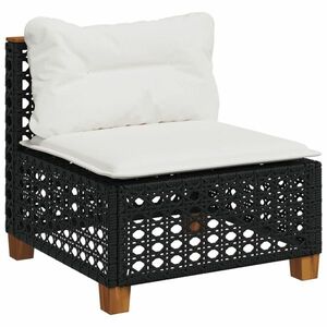 vidaXL fekete polyrattan karfa nélküli kerti kanapé párnával kép