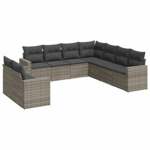 vidaXL 9 részes szürke polyrattan kerti ülőgarnitúra párnákkal kép
