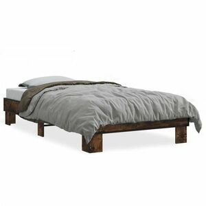 vidaXL füstös tölgyszínű szerelt fa és fém ágykeret 75 x 190 cm kép