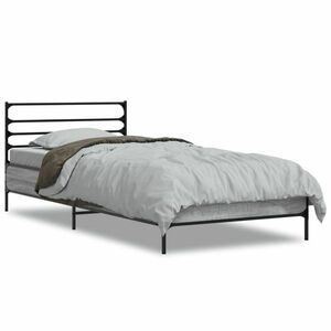 vidaXL sonoma tölgyszínű szerelt fa és fém ágykeret 75 x 190 cm kép