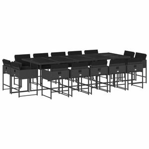 vidaXL 15 részes fekete polyrattan kerti étkezőgarnitúra párnákkal kép