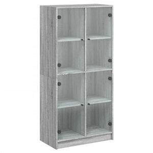 vidaXL szürke sonoma színű magasszekrény ajtókkal 68x37x142 cm kép