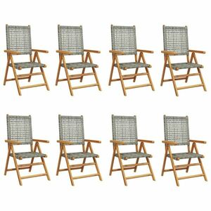 vidaXL 8 db szürke polyrattan és tömör fa dönthető kerti szék kép