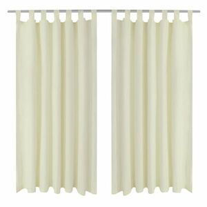 vidaXL 2 db krémszínű mikroszatén függöny karikákkal 140 x 175 cm kép