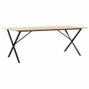 vidaXL tömör fenyőfa és öntöttvas étkezőasztal X-vázzal 200x100x75 cm kép