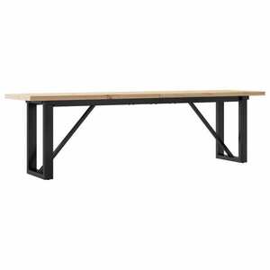 vidaXL tömör fenyőfa és öntöttvas O-vázú dohányzóasztal 160x40x45, 5 cm kép