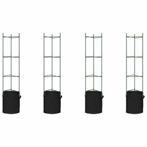 vidaXL 4 db acél és PP paradicsomketrec növényzsákkal 154 cm kép