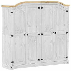 vidaXL fehér Corona tömör fenyőfa ruhásszekrény 194 x 52 x 186 cm kép