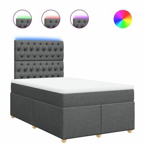 vidaXL sötétszürke szövet rugós ágy matraccal 120 x 190 cm kép