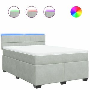 vidaXL világosszürke bársony rugós ágy matraccal 140x190 cm kép