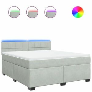 vidaXL világosszürke bársony rugós ágy matraccal 180x200 cm kép