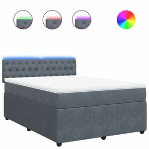 vidaXL sötétszürke bársony rugós ágy matraccal 160x200 cm kép