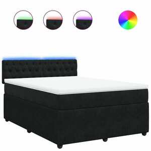 vidaXL fekete bársony rugós ágy matraccal 140 x 190 cm kép