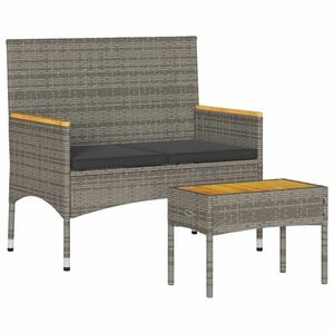 vidaXL 2-személyes szürke polyrattan kerti pad kép