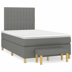 vidaXL sötétszürke szövet rugós ágy matraccal 120 x 190 cm kép