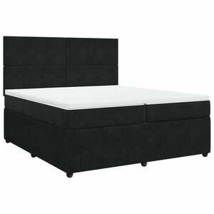 vidaXL fekete bársony rugós ágy matraccal 200x200 cm kép