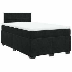 vidaXL fekete bársony rugós ágy matraccal 120x190 cm kép