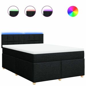 vidaXL fekete szövet rugós ágy matraccal 140 x 190 cm kép