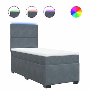 vidaXL sötétszürke bársony rugós ágy matraccal 90x190 cm kép