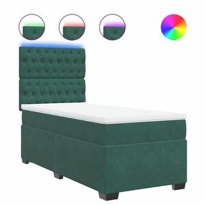 vidaXL sötétzöld bársony rugós ágy matraccal 90x190 cm kép