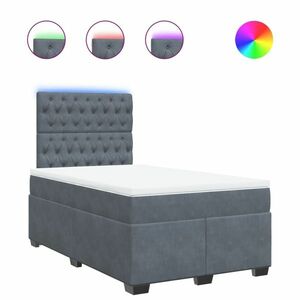 vidaXL sötétszürke bársony rugós ágy matraccal 120x190 cm kép