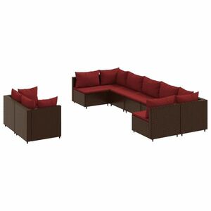 vidaXL 9 részes barna polyrattan kerti ülőgarnitúra párnákkal kép