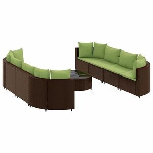 vidaXL 9 részes barna polyrattan kerti ülőgarnitúra párnákkal kép