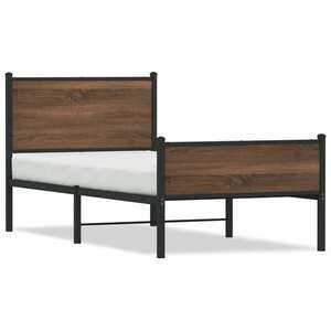 vidaXL barna tölgy színű fém ágykeret matrac nélkül 75 x 190 cm kép