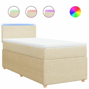 vidaXL krémszínű szövet rugós ágy matraccal 90 x 200 cm kép