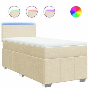 vidaXL krémszínű szövet rugós ágy matraccal 90 x 200 cm kép