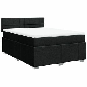 vidaXL fekete szövet rugós ágy matraccal 140 x 190 cm kép