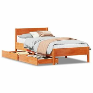 vidaXL viaszbarna tömör fenyőfa ágy matrac nélkül 75 x 190 cm kép