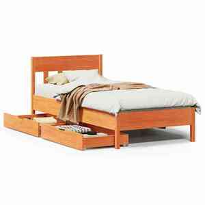 vidaXL viaszbarna tömör fenyőfa ágy matrac nélkül 75 x 190 cm kép