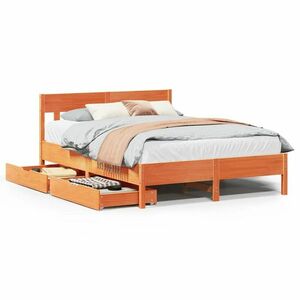vidaXL viaszbarna tömör fenyőfa ágy matrac nélkül 120 x 190 cm kép